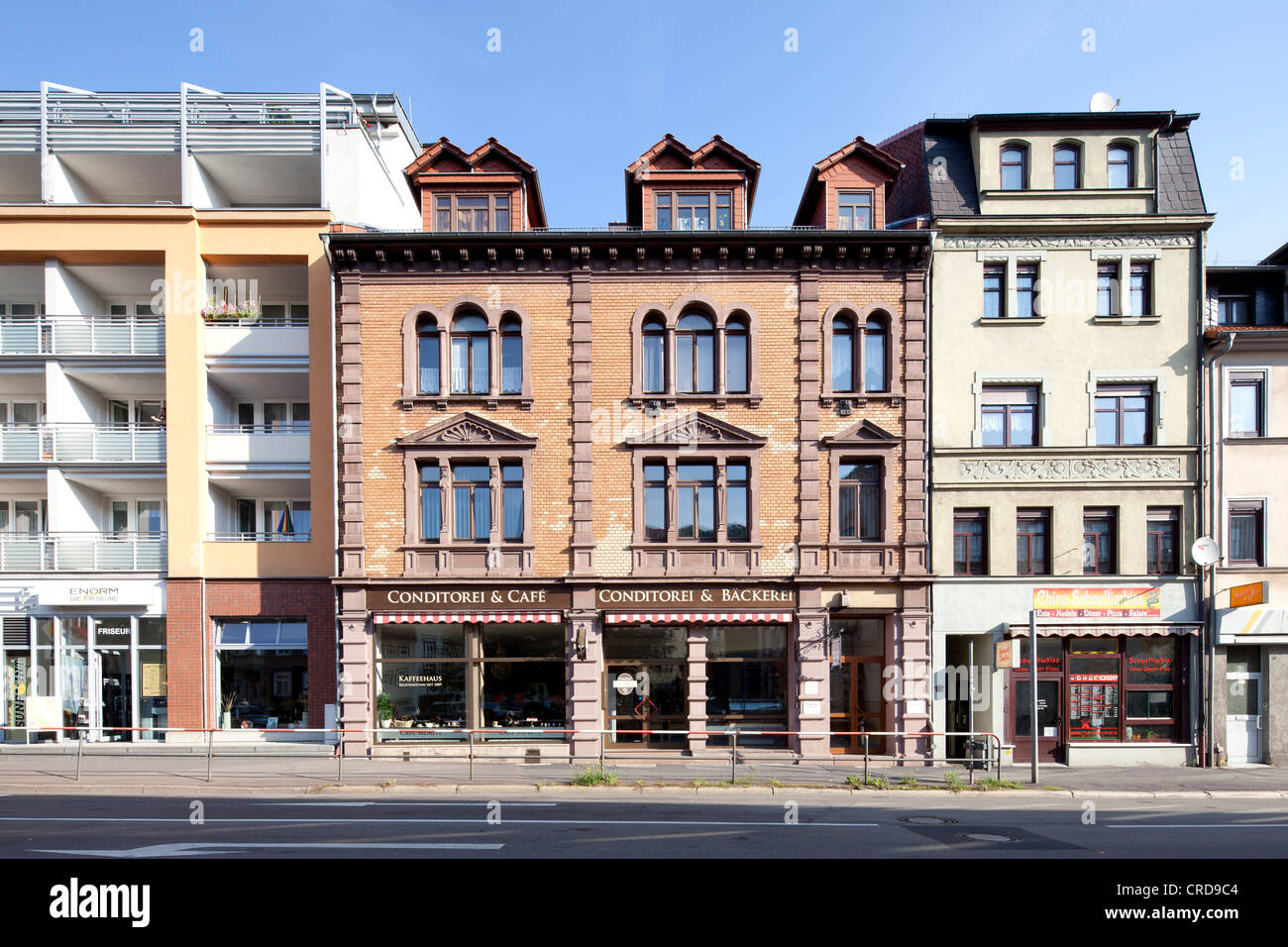 Historischer Gewerbegebäude, Bahnhofstrasse, Eisenach, Thüringen, Deutschland, Europa, PublicGround Stockfoto