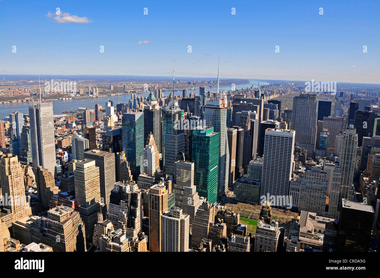 Anzeigen von Norden aus dem Empire State Building auf dem Times Square und Midtown, USA, New York City, Manhattan Stockfoto