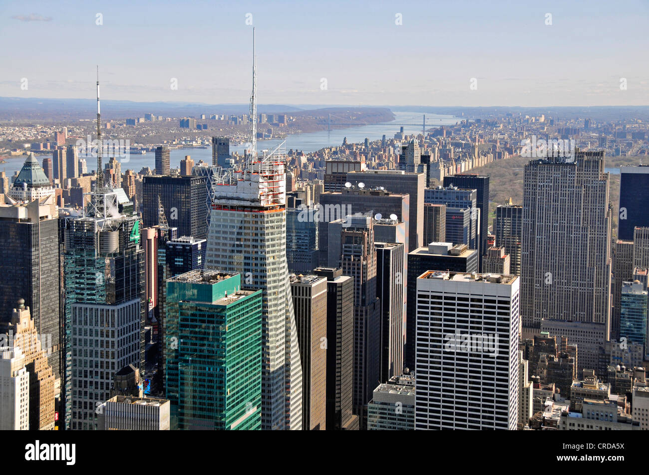 Anzeigen von Norden aus dem Empire State Building auf dem Times Square und Midtown, USA, New York City, Manhattan Stockfoto