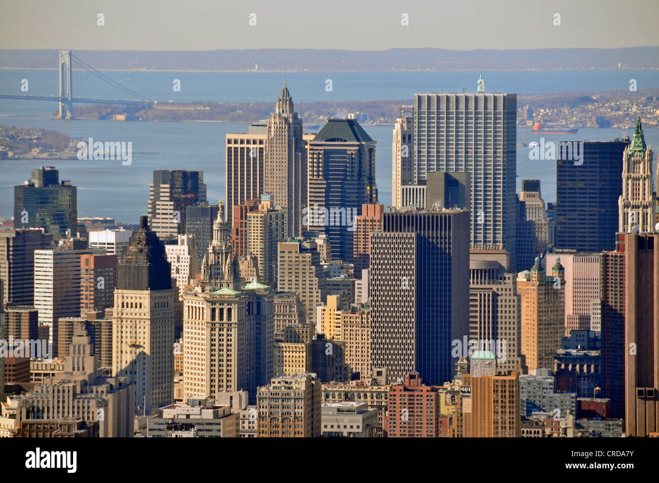 Blick Süden vom Empire State Building auf den Financial District, USA, New York City, Manhattan Stockfoto