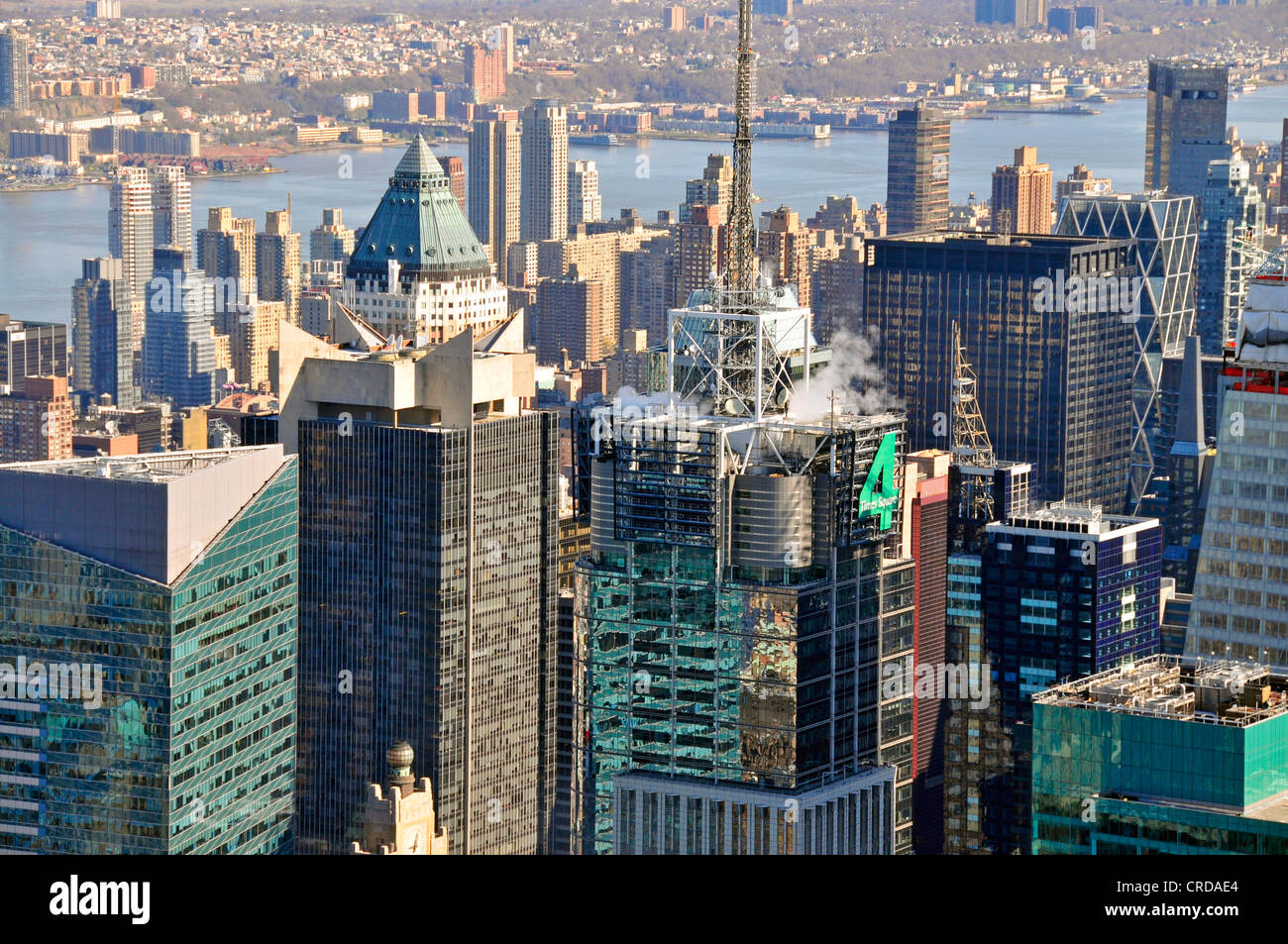 Anzeigen von Norden aus dem Empire State Building auf dem Times Square und Midtown, USA, New York City, Manhattan Stockfoto