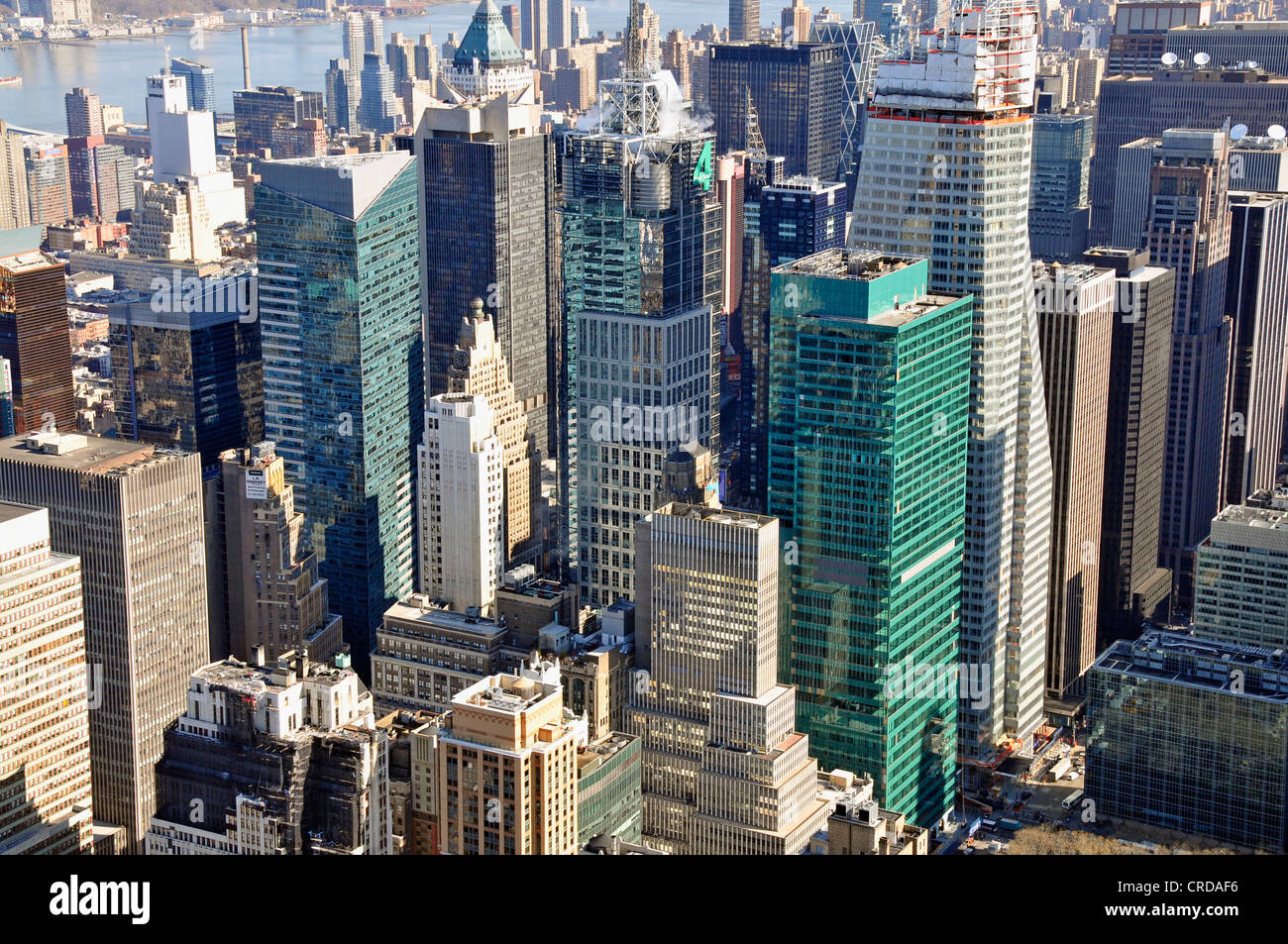 Anzeigen von Norden aus dem Empire State Building auf dem Times Square und Midtown, USA, New York City, Manhattan Stockfoto
