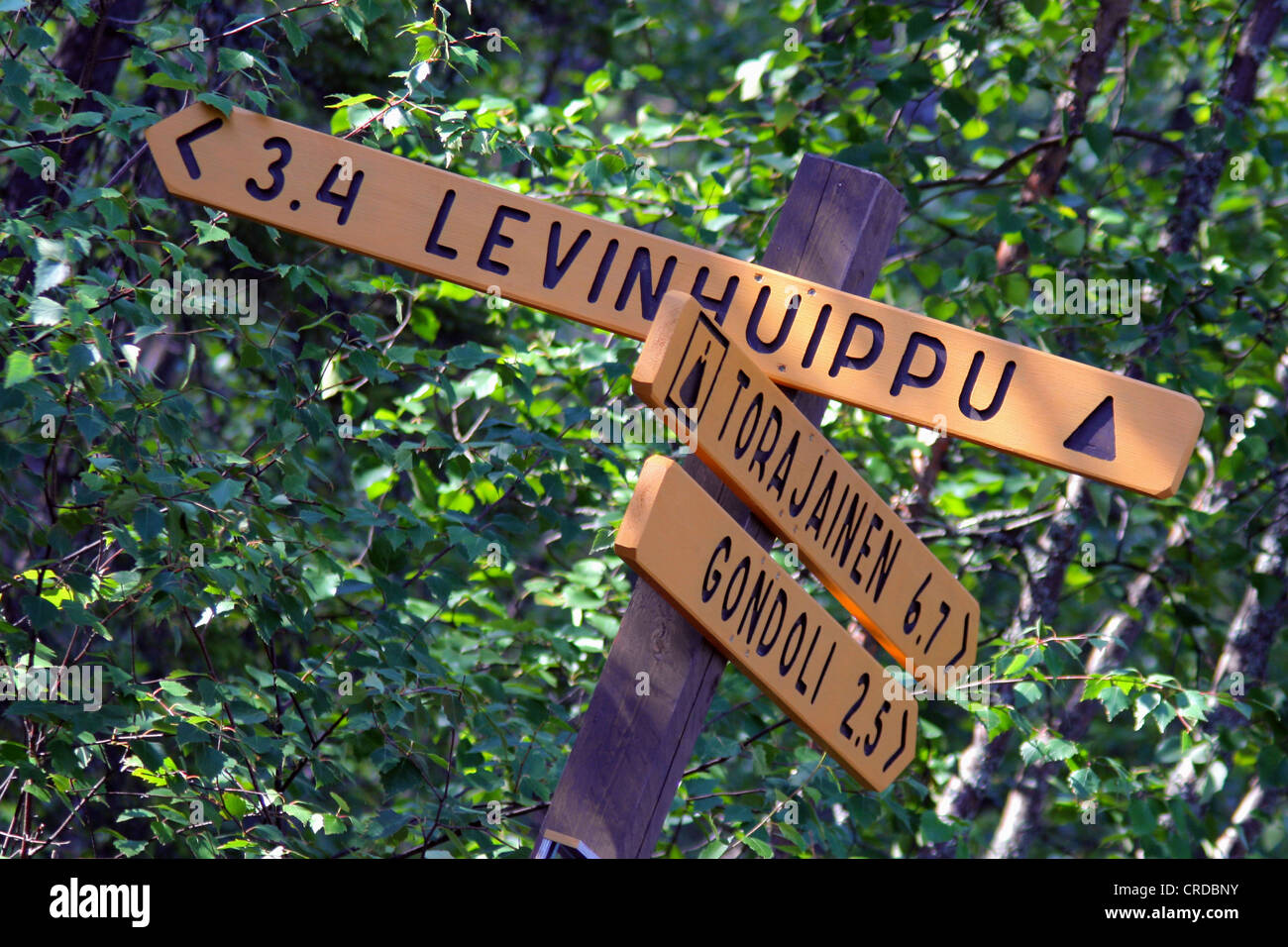 Trail Zeichen an Levi, Finnland, Lappland Stockfoto