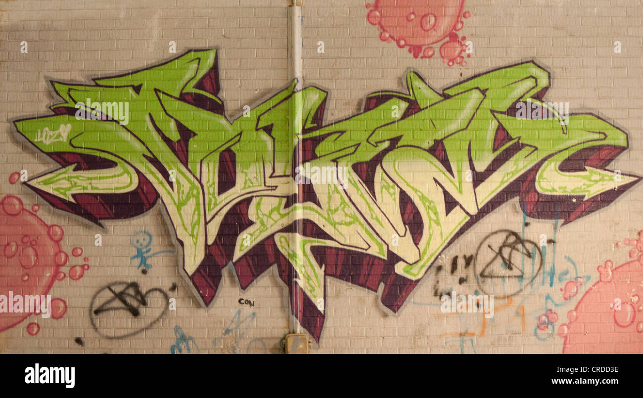 Graffiti-Wand Bridgend Kunst bunt Stockfoto