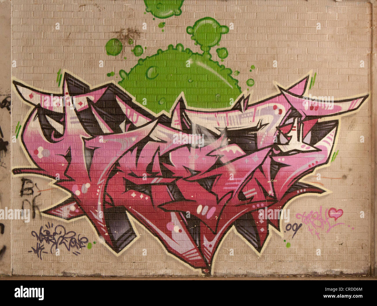 Graffiti-Wand Bridgend Kunst bunt Stockfoto
