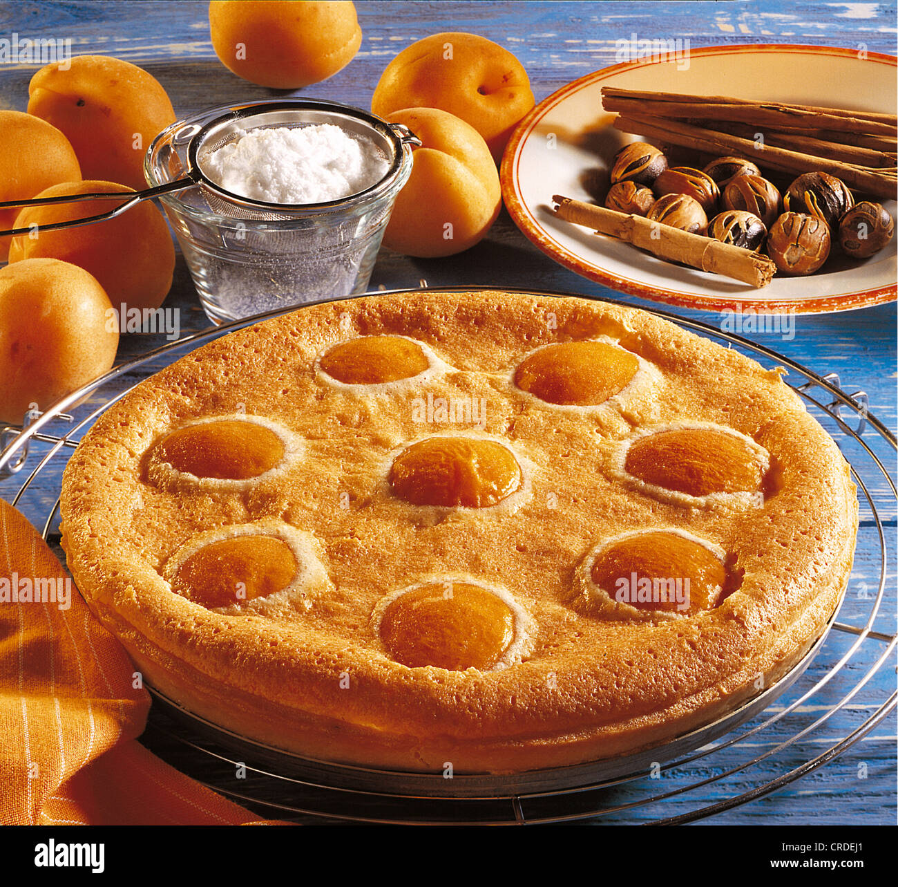 Aprikosenpudding-Tarte, Israel. Stockfoto