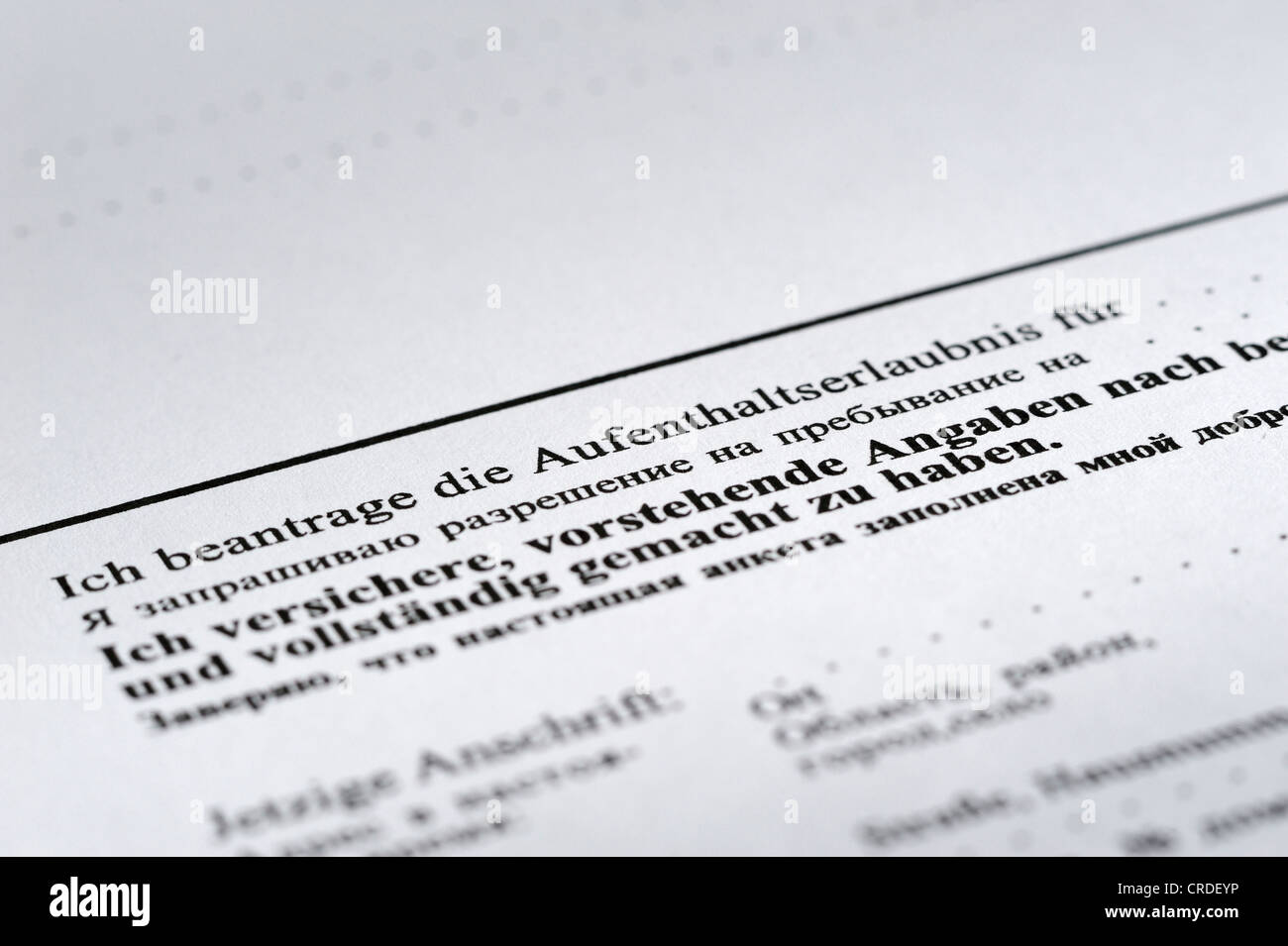 Antrag Auf Erteilung Einer Aufenthaltserlaubnis Antrag auf Erteilung einer Aufenthaltserlaubnis in Deutsch und Russisch