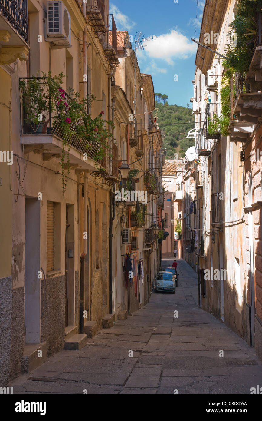 Lane, Via Giordano, Iglesias, Sardinien, Italien, Europa Stockfoto