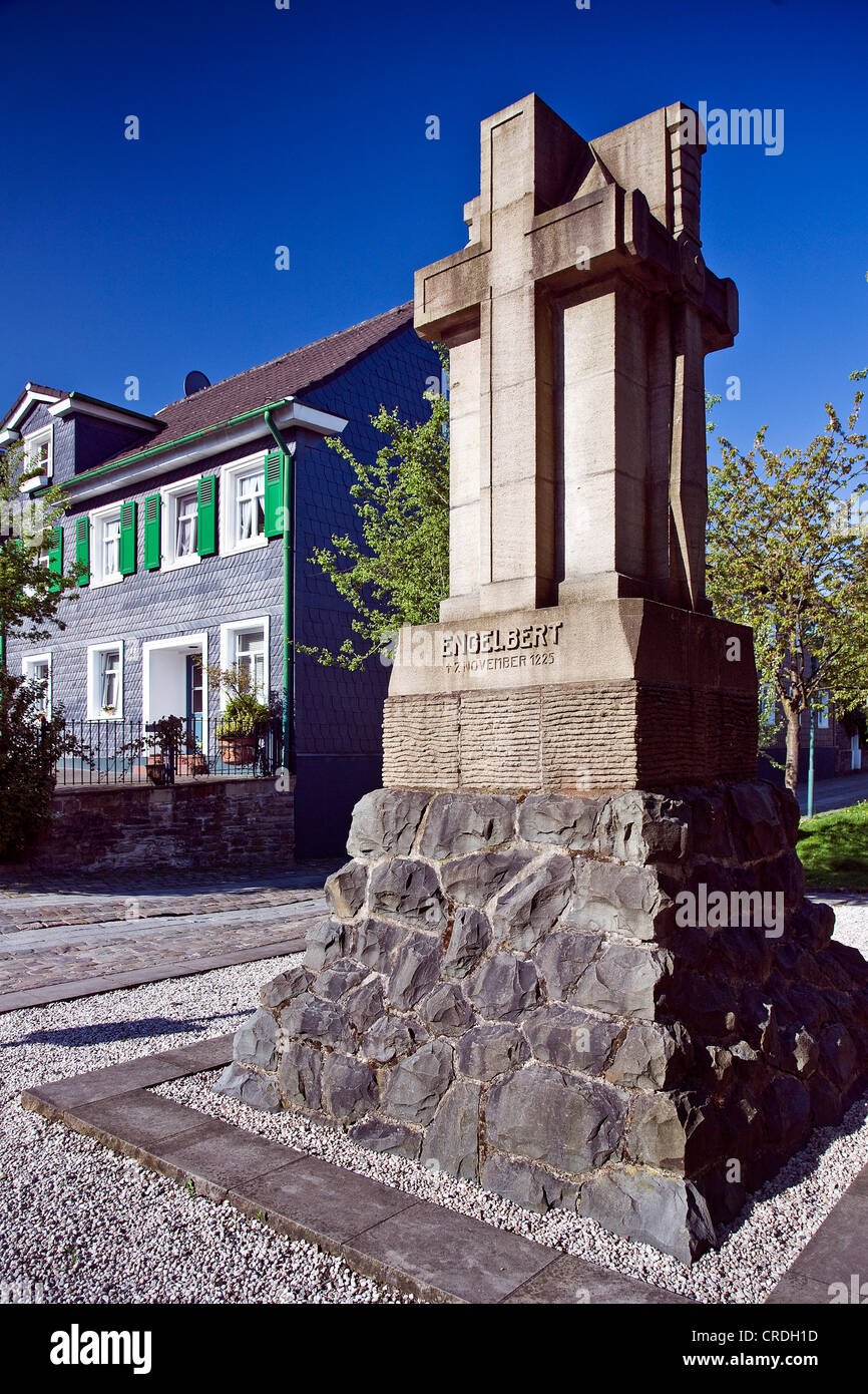 Engelbert-Denkmal in das Dorf, den ältesten Teil der Stadt, Deutschland, Nordrhein-Westfalen, Ruhrgebiet, Gevelsberg Stockfoto