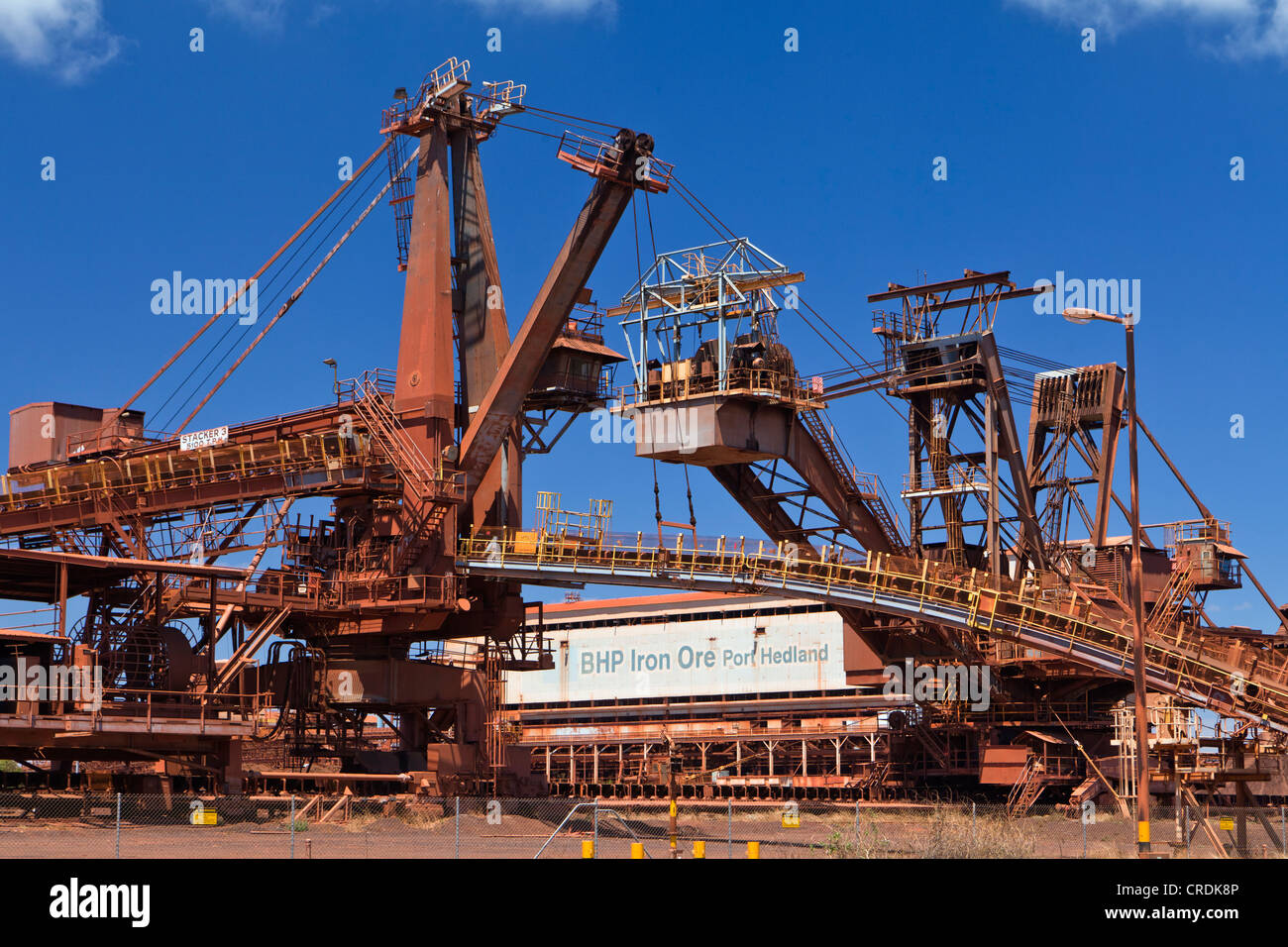 Alte Website der BHP Iron Ore, jetzt bekannt als BHP Milliarden, eine britisch-australische Bergbau Gruppe, Port Hedland, Western Australia Stockfoto