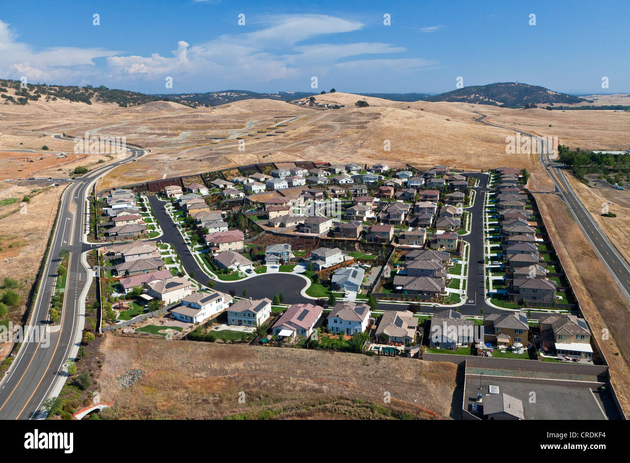 Luftaufnahme von einem Vorort, El Dorado Hills, Kalifornien, USA, Nordamerika Stockfoto