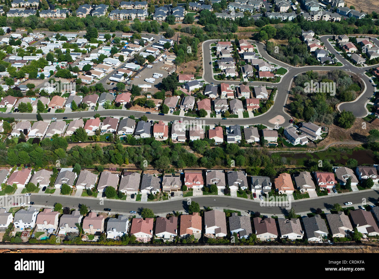 Luftaufnahme von einem Vorort, El Dorado Hills, Kalifornien, USA, Nordamerika Stockfoto