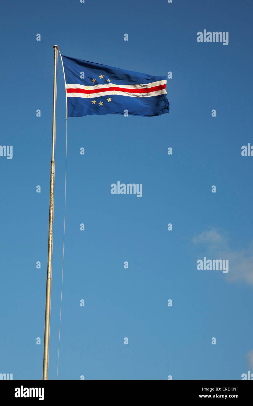 Flagge von Cabo Verde, Cap Verde Inseln, Kapverden, Cabo Verde, Insel Santiago, Praia Stockfoto