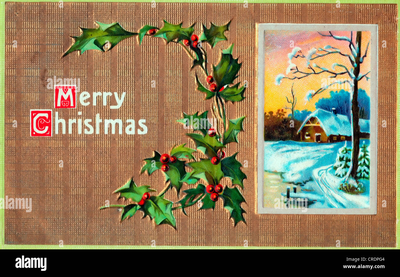 Frohe Weihnachten - Vintage Weihnachtskarte Stockfoto
