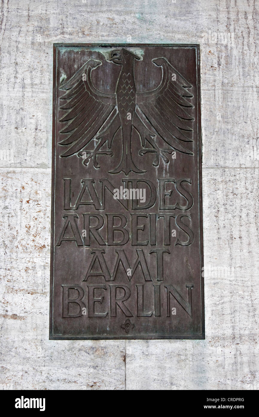 Schilder, Landesarbeitsamt Berlin, Deutsch für "staatlichen Arbeitsamt", Berlin, Deutschland, Europa Stockfoto