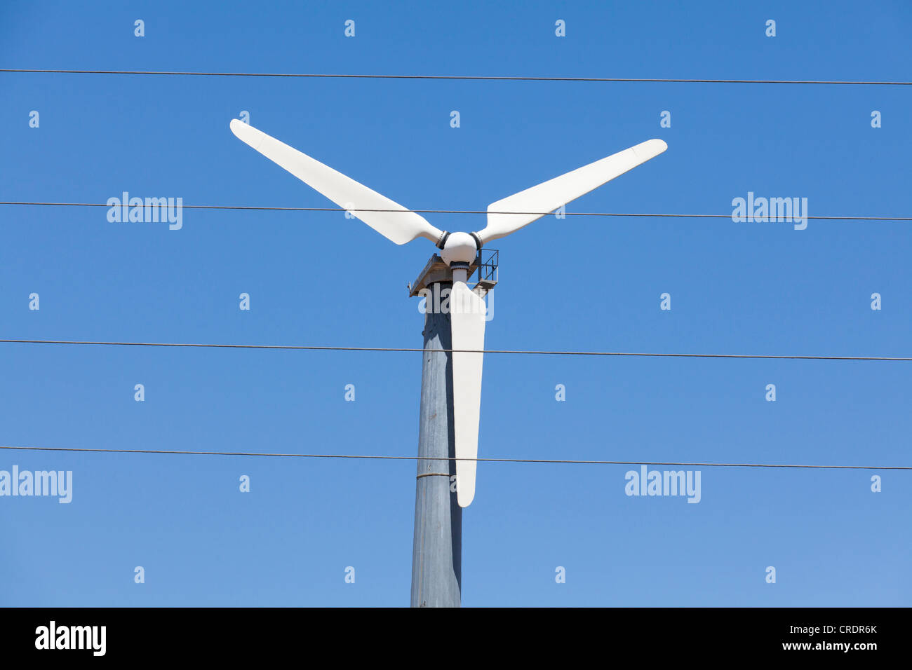 Windturbine und elektrischen Leitungen Stockfoto