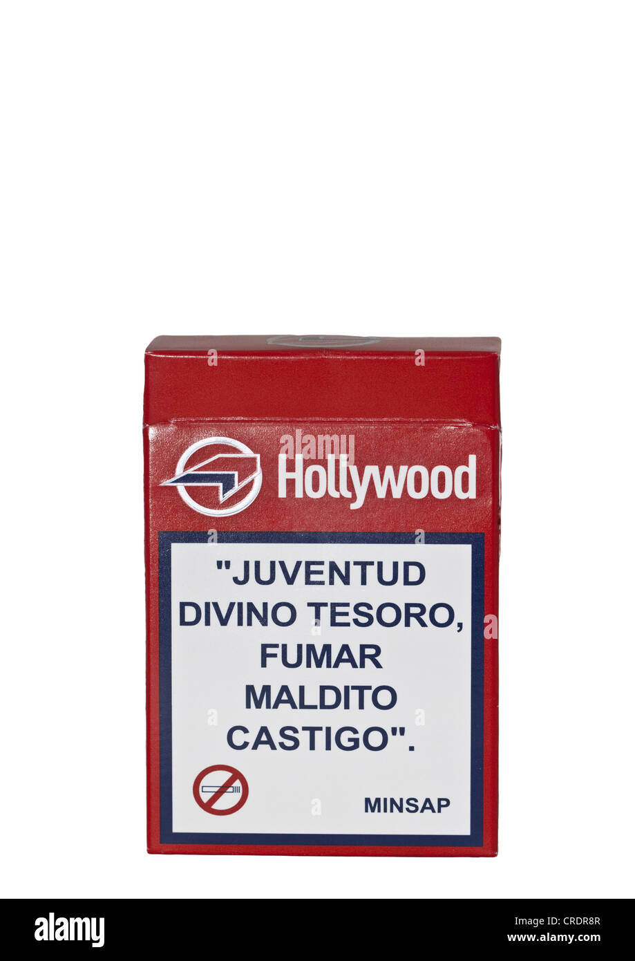 Kubanische Marke von Zigaretten, Hollywood, mit einer Gesundheitswarnung auf Spanisch Stockfoto