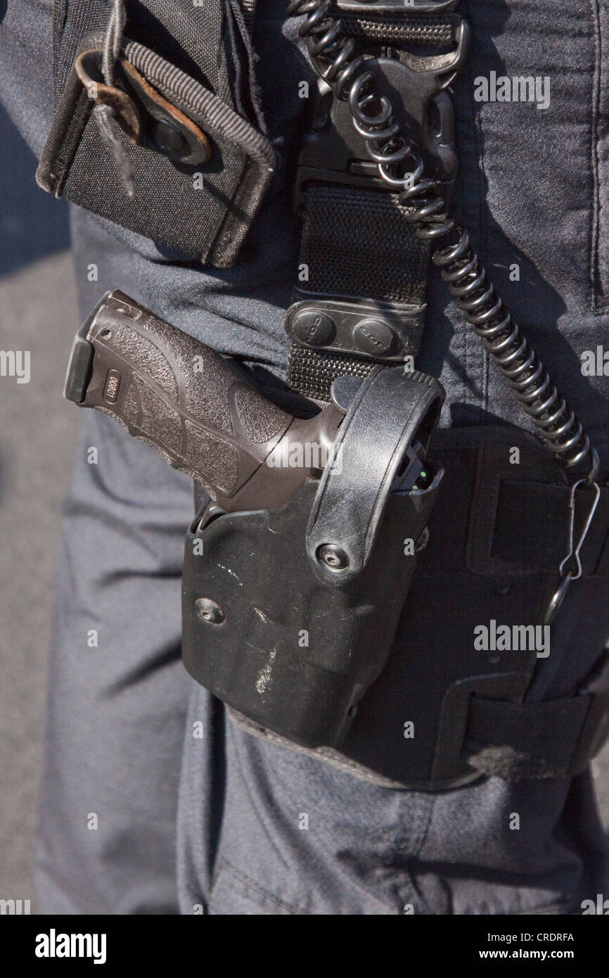 Gewehr, Pistole, Polizei, Pflicht Waffe, Holster, Deutschland Stockfoto