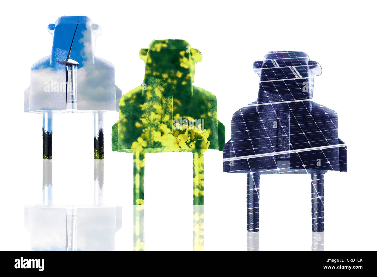 Abbildung, Power-Stecker, symbolisches Bild für erneuerbare Energien Stockfoto