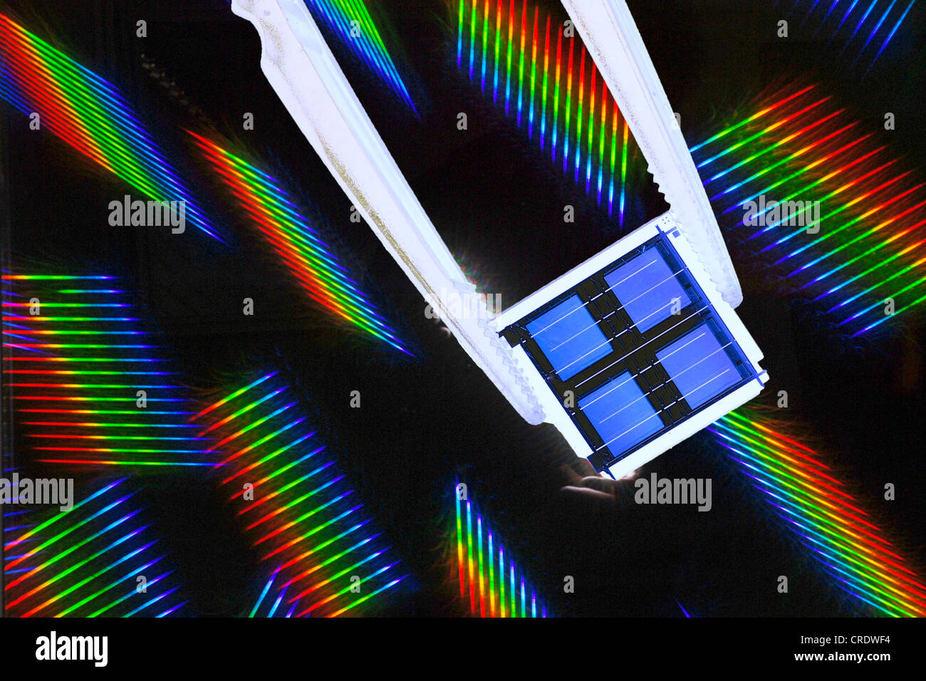 Sensor-Chip gegen Hologramm Stockfoto