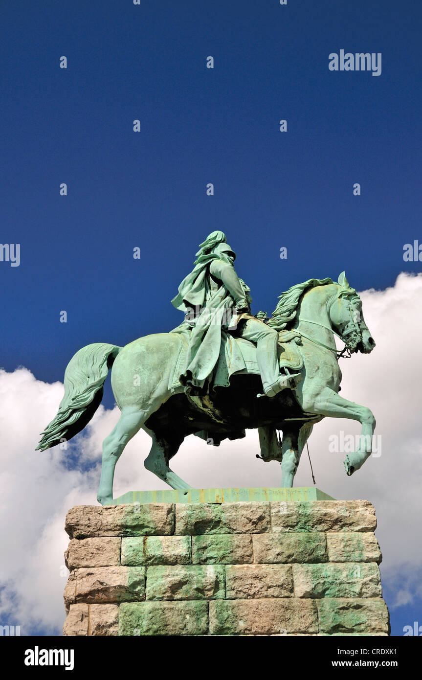 Reiterstandbild des Kaisers William I. auf der Hohenzollernbruecke-Brücke, Köln, Nordrhein-Westfalen, PublicGround Stockfoto