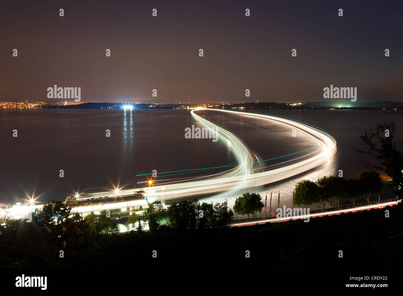 Konstanz - Merseburg Fährlinie, Langzeitbelichtung, Bodensee, Baden-Württemberg, Deutschland, Europa, PublicGround Stockfoto