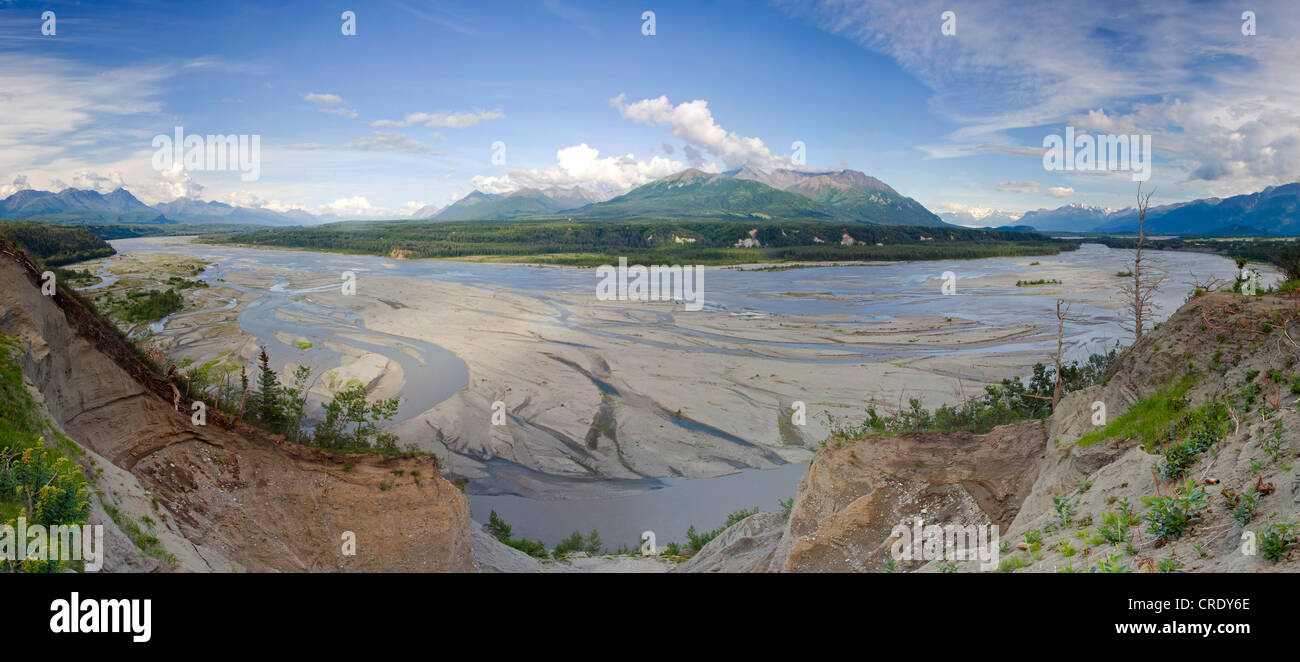 Flusslandschaft am Matanuska River in der Nähe von Homer, Alaska, USA, Nordamerika Stockfoto
