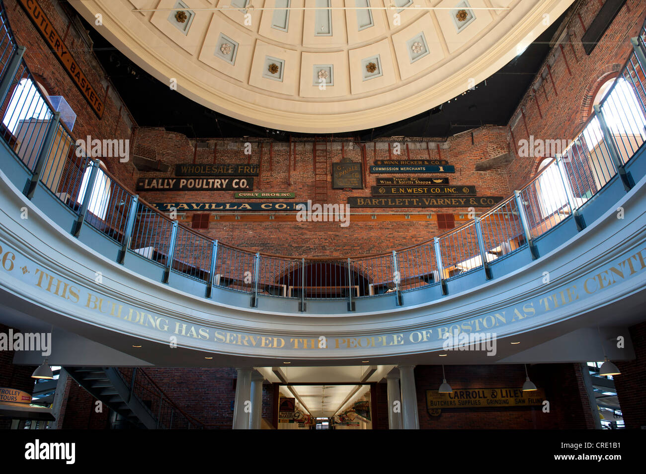 Historische Gebäude, Interieur, Kuppel innen Quincy Market, Freedom Trail, Boston, Massachusetts, New England, USA, Nordamerika Stockfoto