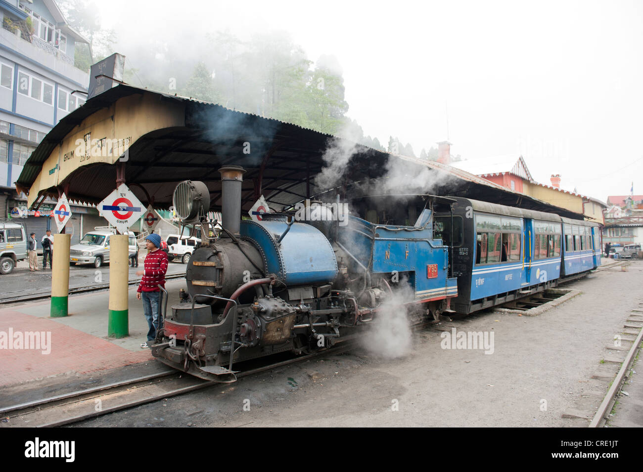 Historische Eisenbahn, Darjeeling Himalayan Railway, Schmalspurbahn, Toy Train, UNESCO-Weltkulturerbe, Darjeeling Stockfoto