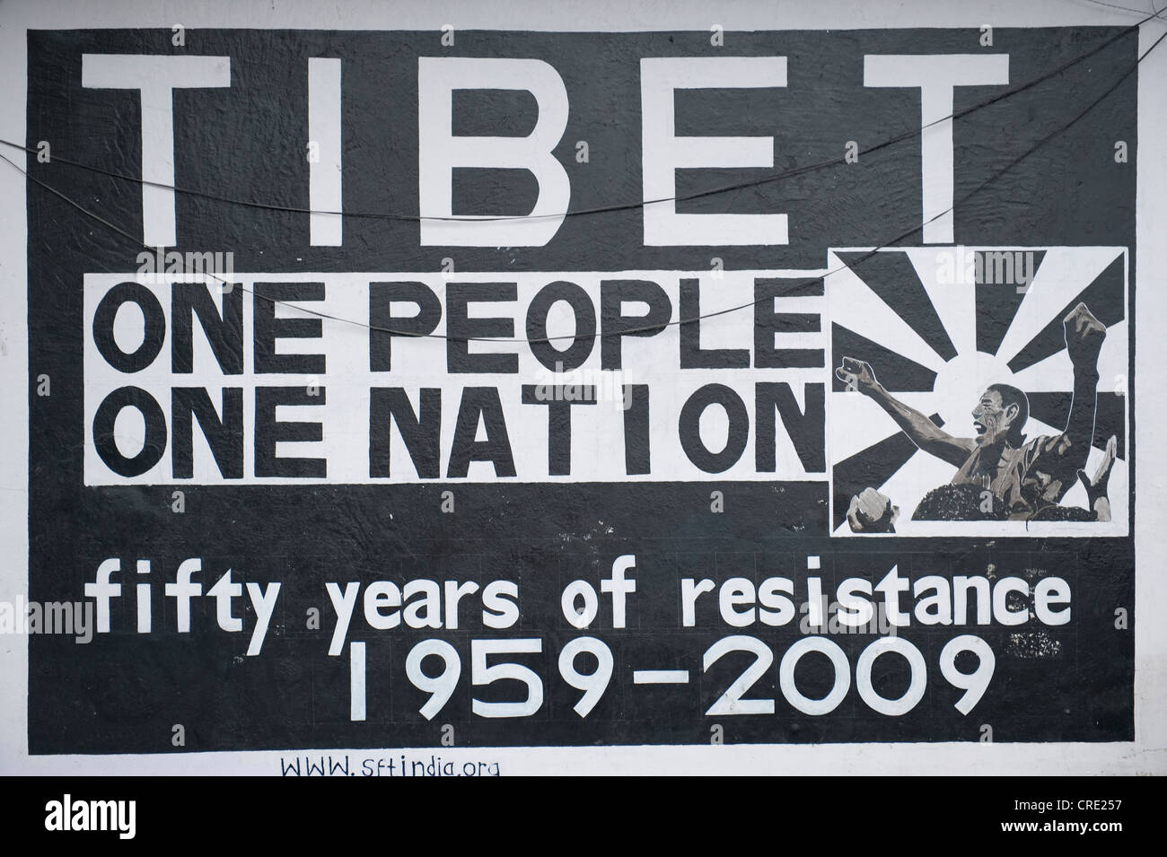 Ein freies Tibet, glaube an das tibetische Volk und Nation, Plakat, 50 Jahre des Widerstands, obere Dharamasala McLeod Ganj darstellen Stockfoto