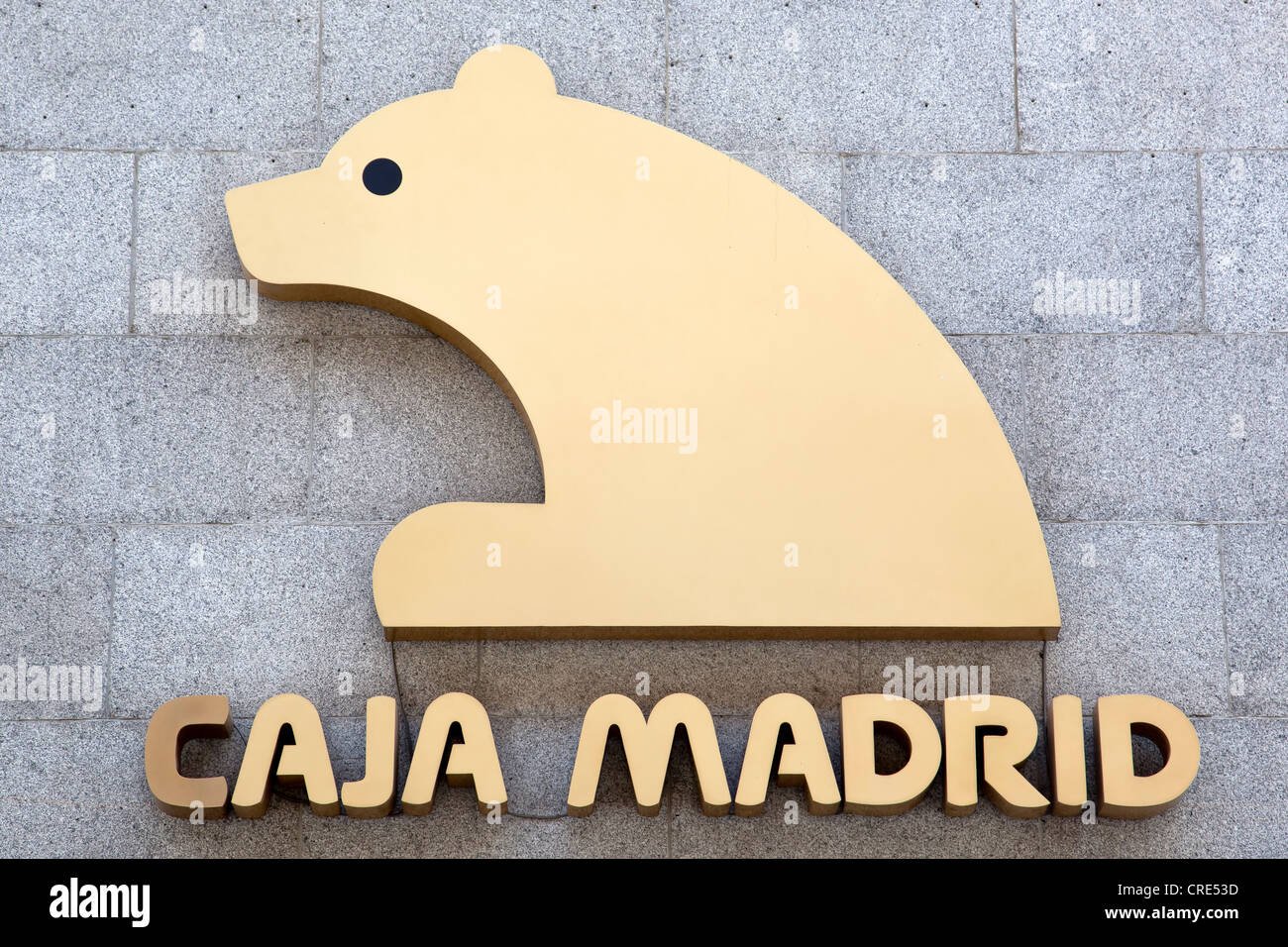 Logo und Schriftzug der Bank Caja Madrid in Madrid, Spanien, Europa Stockfoto