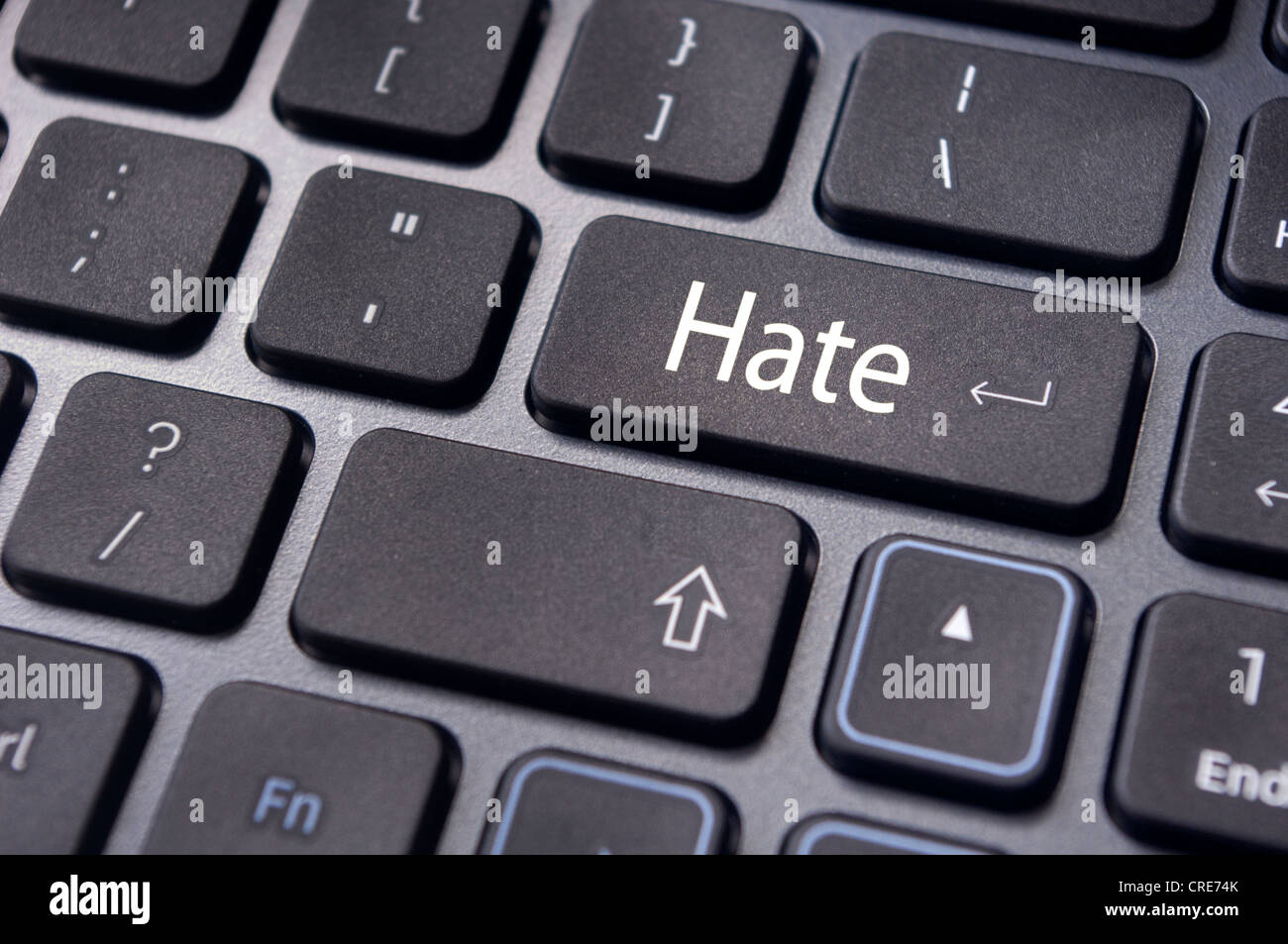 Hass oder Konzepte mit Nachricht auf Computer-Tastatur zu hassen. Stockfoto