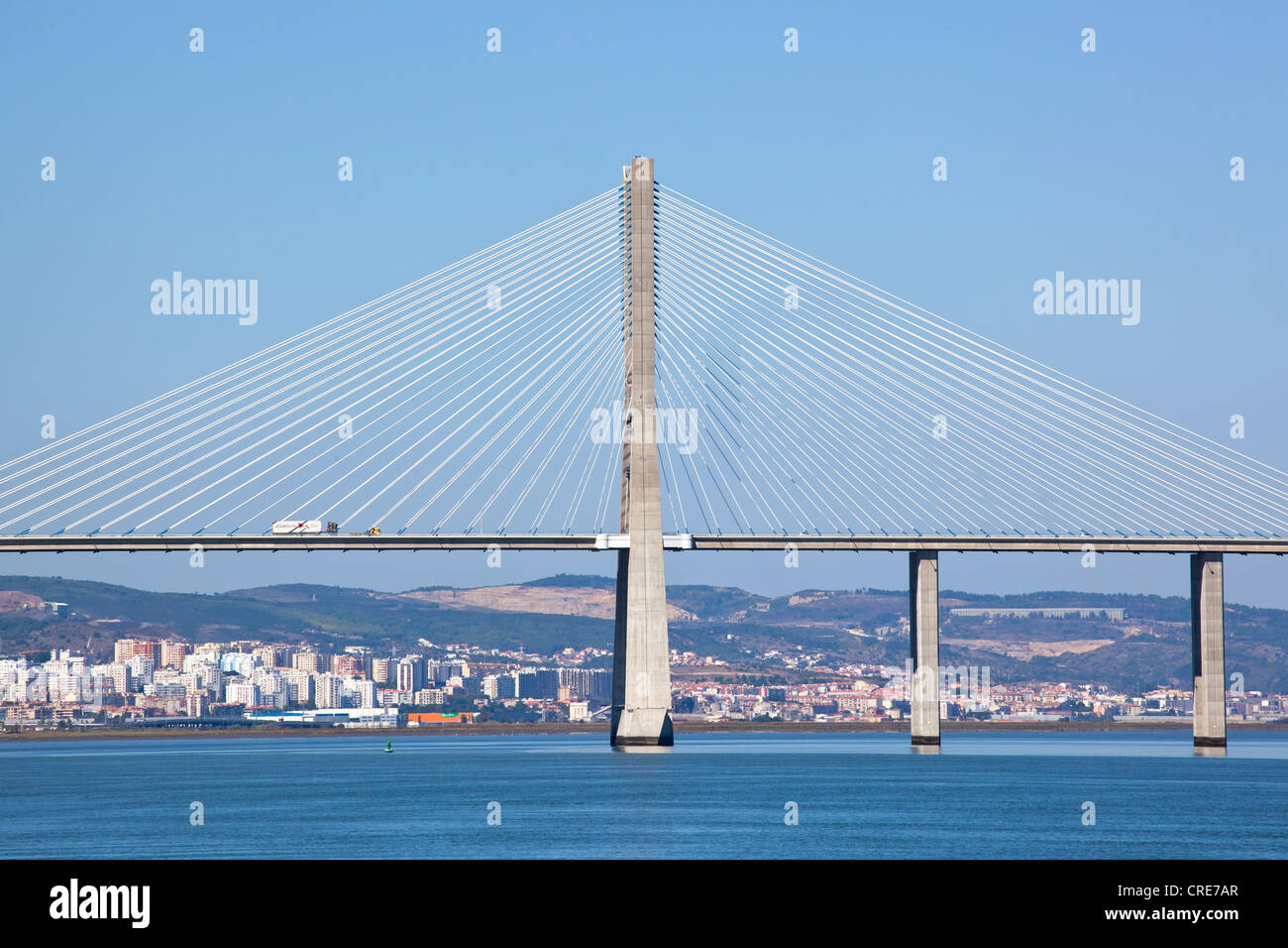 Ponte Vasco da Gama Brücke über den Fluss Rio Tejo, Lissabon, Portugal, Europa Stockfoto
