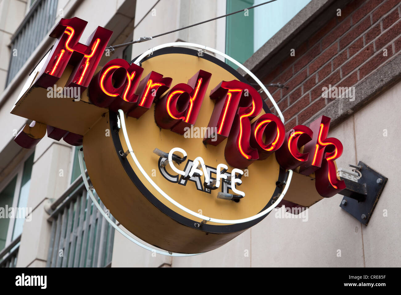 Logo des Hard Rock Cafe in Dublin, Irland, Europa Stockfoto