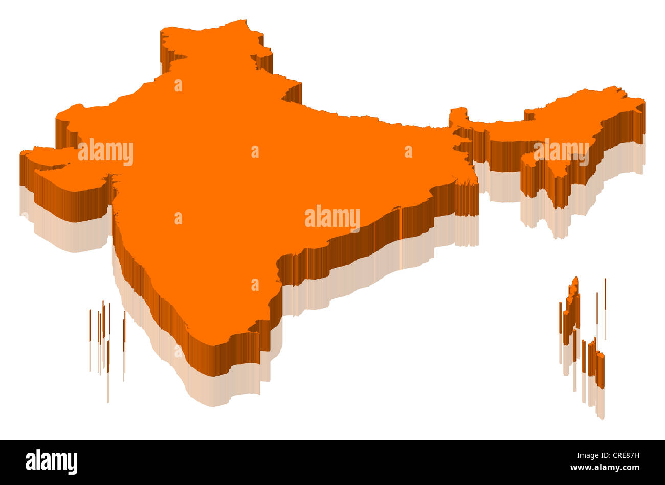 Politische Karte von Indien mit den verschiedenen Staaten. Stockfoto