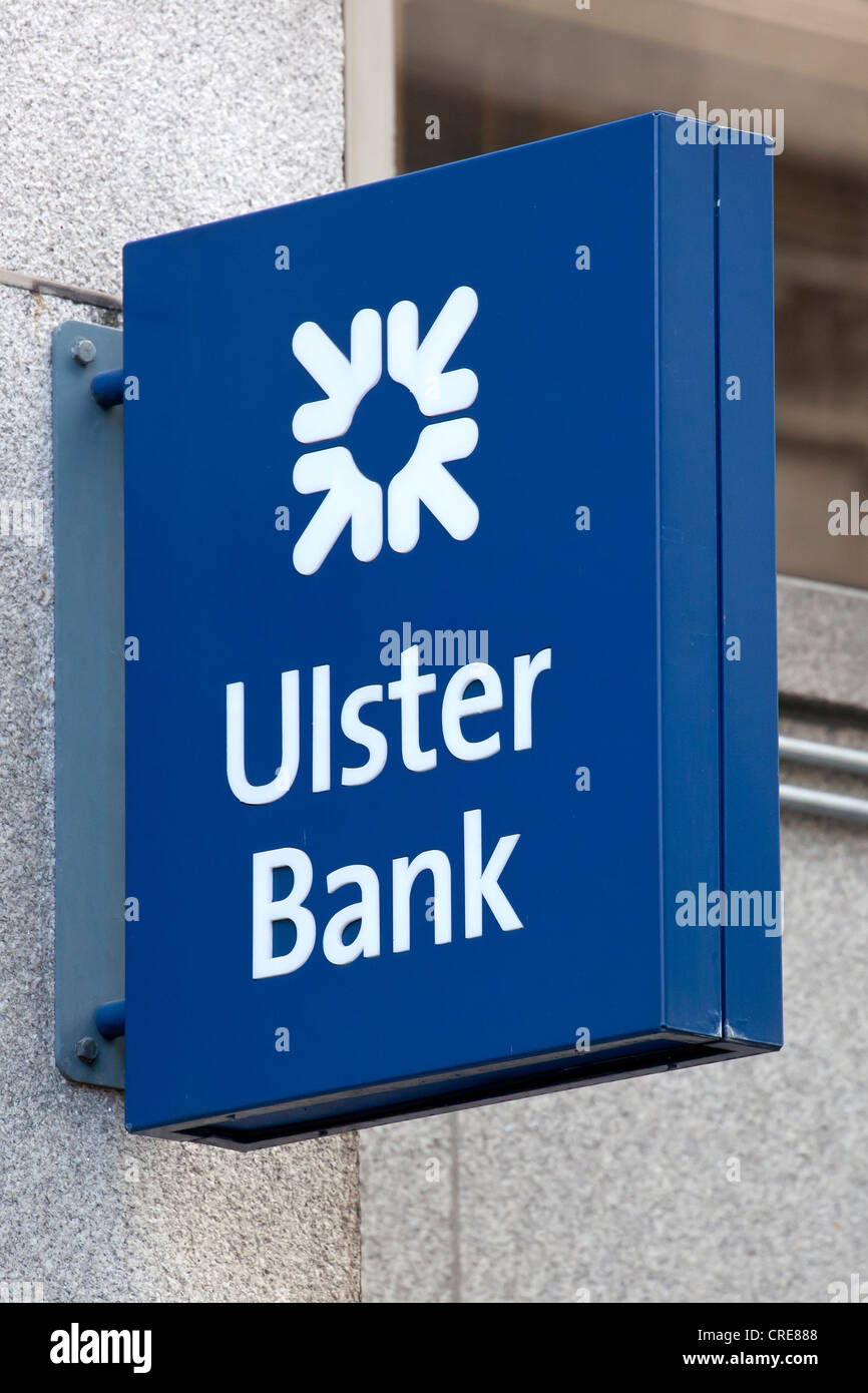 Logo der Ulster Bank im Bankenviertel in Dublin, Irland, Europa Stockfoto