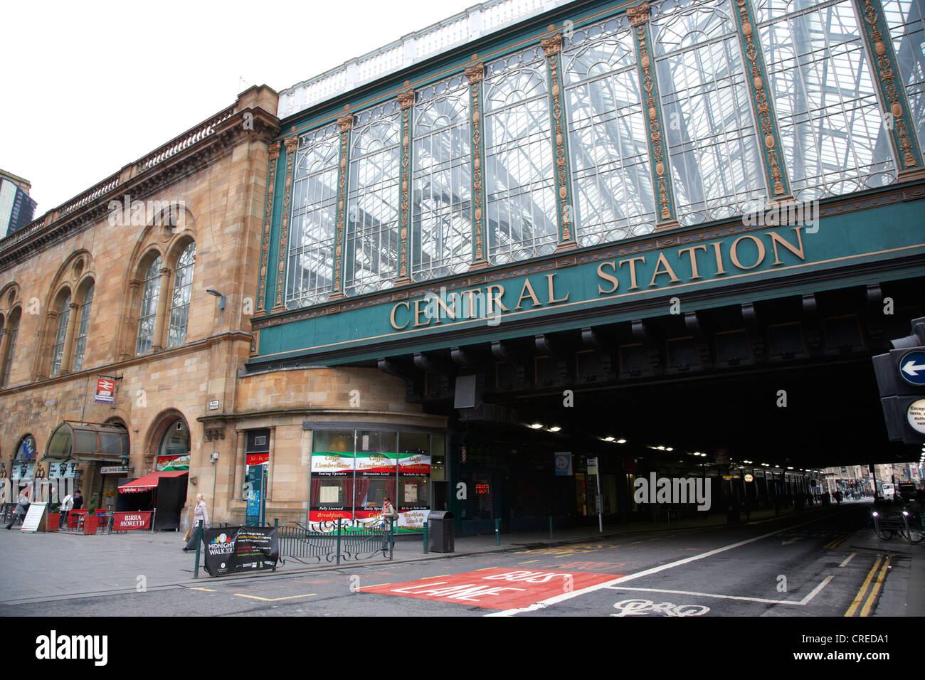 Hielanman Schirm Glas ummauerten Eisenbahnbrücke für Glasgow Central station Schottland, Vereinigtes Königreich Stockfoto