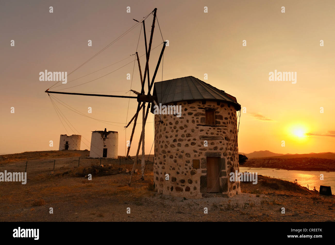 Restauriert alte Windmühle in Bodrum, Provinz Muğla, Türkei Stockfoto