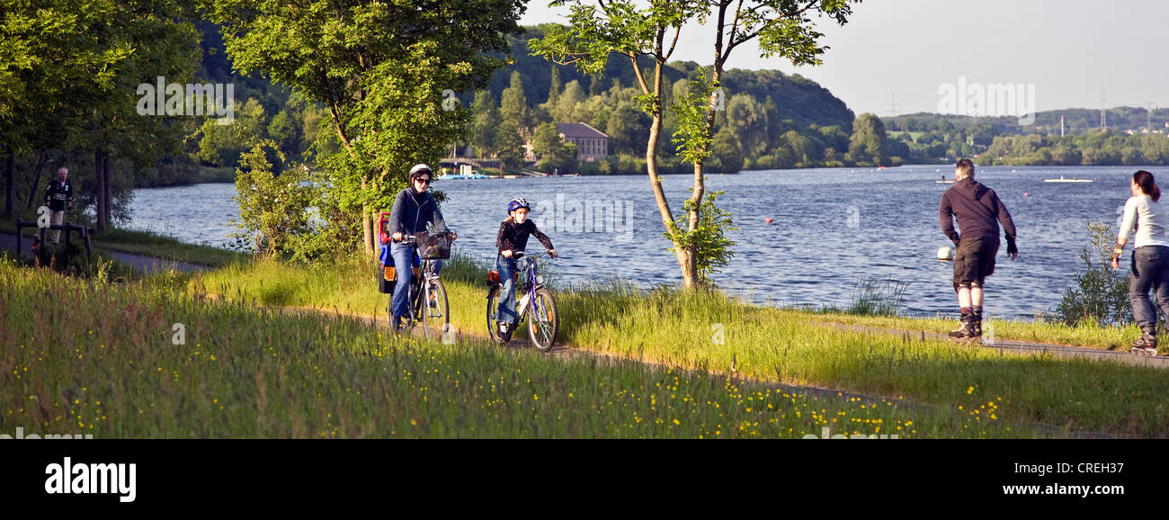 Radfahrer und Inlineskater am Kemnader Stausee, Deutschland, Nordrhein-Westfalen, Ruhrgebiet, Witten Stockfoto