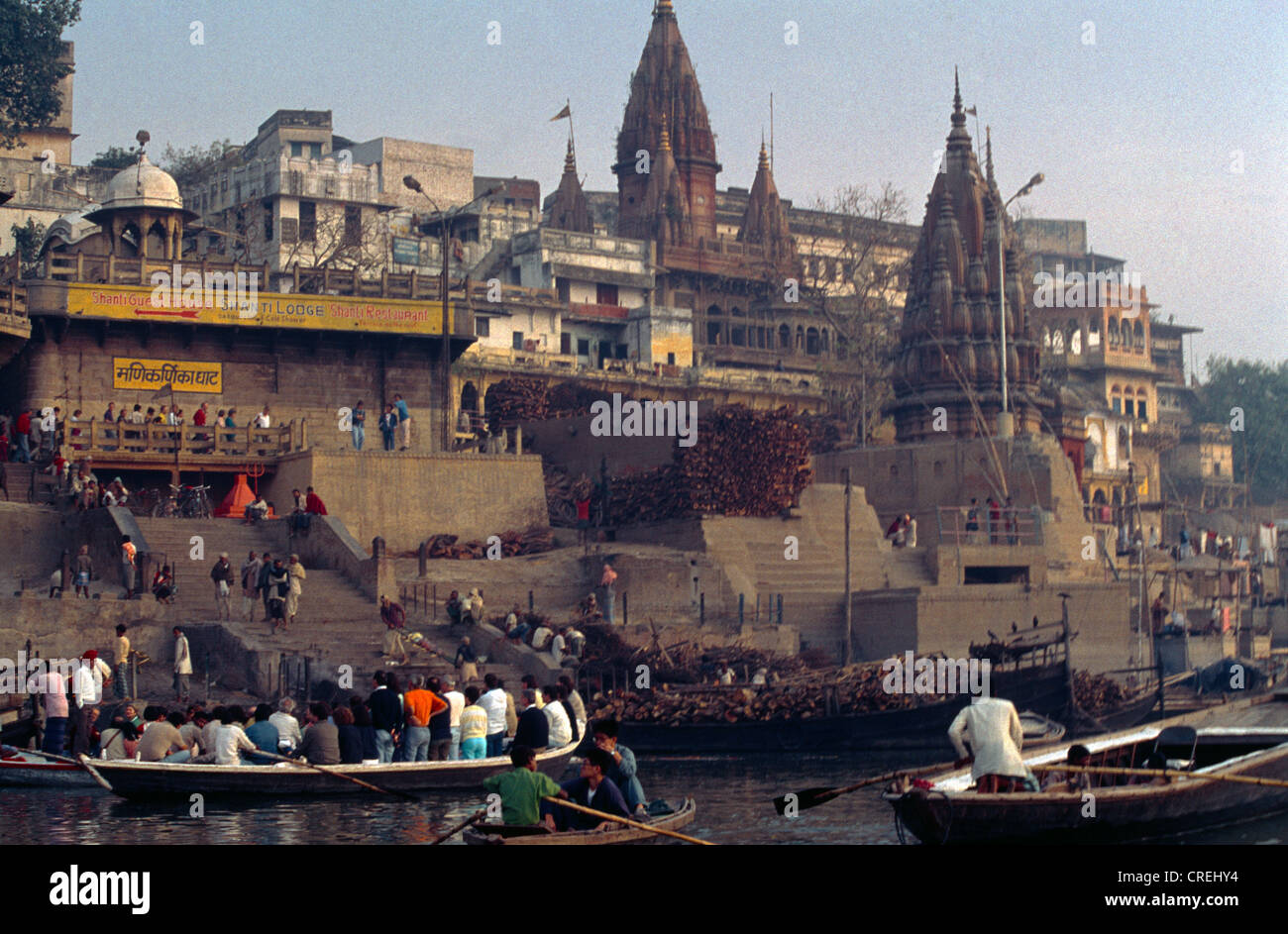 Varanasi Indien Ganges im Morgengrauen Stockfoto