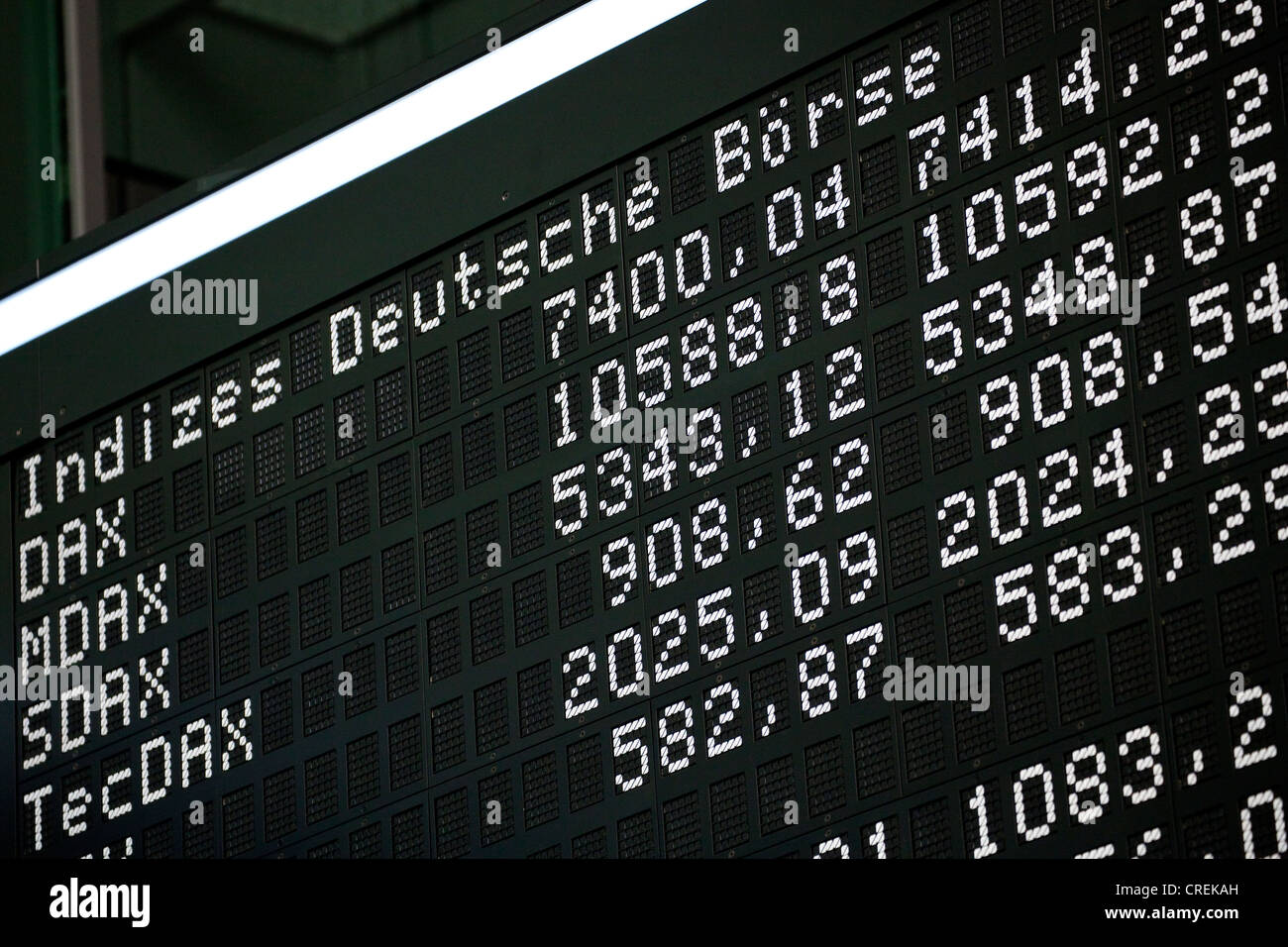 Kurs-Board von den DAX auf dem Parkett der Frankfurter Börse, Deutsche Boerse AG Stockfoto