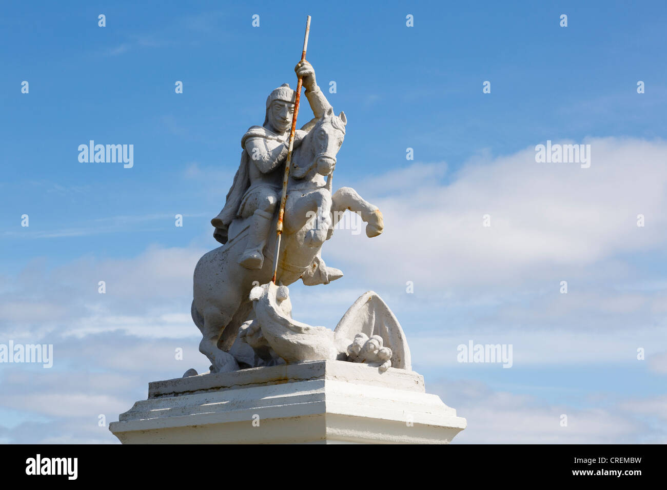 Italienische Kriegsgefangene Erinnerungsstatue von St George slaying der Drache-1943. Lamb Holm, Orkney Inseln, Schottland, UK, Großbritannien Stockfoto