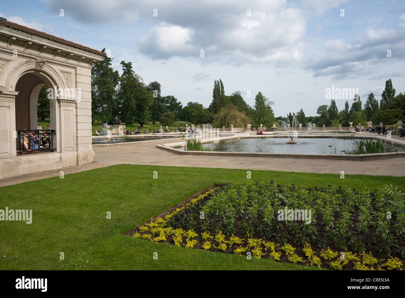 Die italienischen Gärten in Kensington Gardens, Lancaster Gate, London, England. Stockfoto