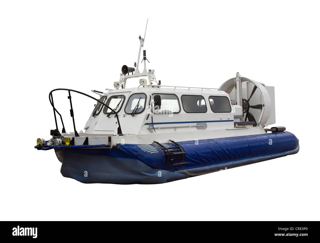 Hovercraft - Luftpolster Boot isoliert auf weiss Stockfoto