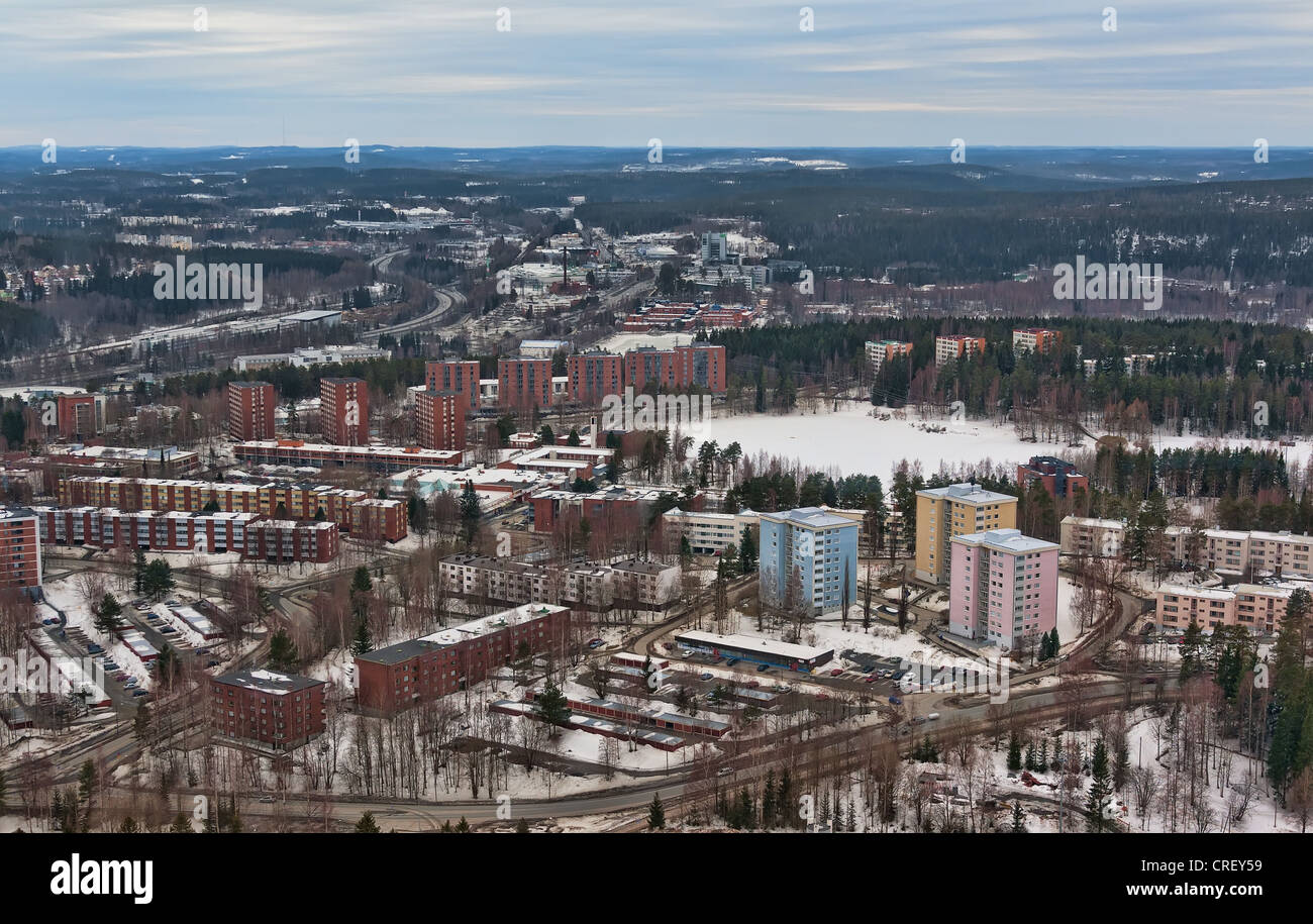 Blick vom Turm auf der nördlichen Stadt Jyväskylä, Finnland Umeå Stockfoto