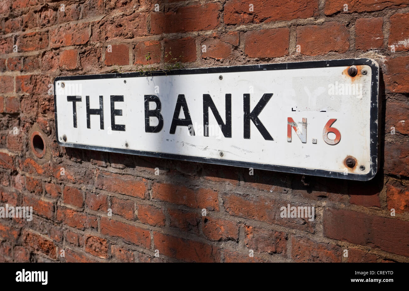 Die Bank Straßenschild, Highgate Hill, London, N6, England, UK Stockfoto