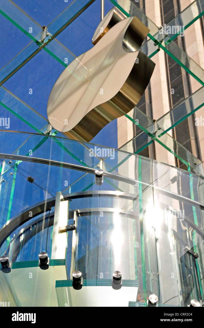 Detail Glas Cubus, Apple Retail Store, Fifth Avenue, Vereinigte Staaten, New York City, Manhattan Stockfoto