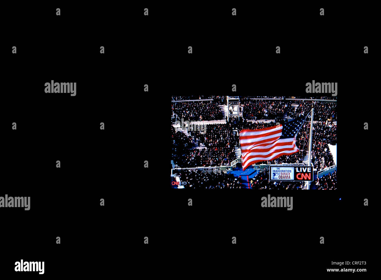 Präsident Barack Obama Inauguration 20. Januar 2009 gefangen im Fernsehen Stockfoto