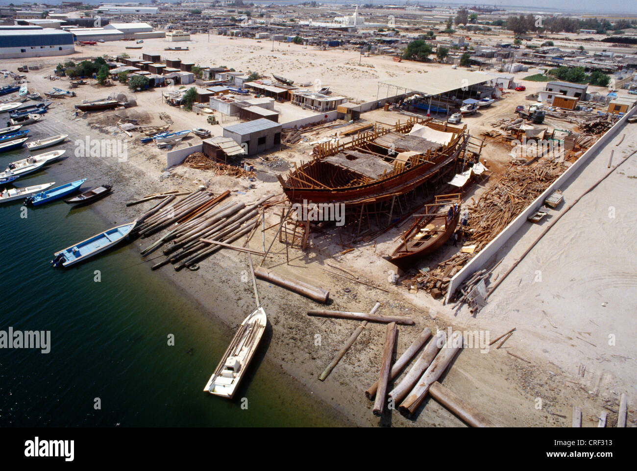 Dubai Vereinigte Arabische Emirate Dhow Bauherren Yard auf Creek Dhau Stockfoto