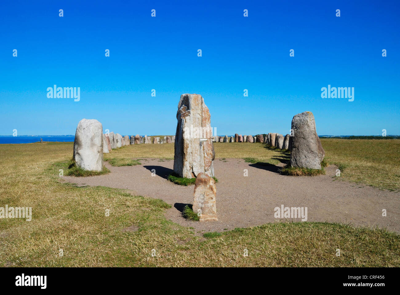 Ale Steinen, Megalith-Monument, Kaseberga, Ystadt, Skane, Schweden Stockfoto